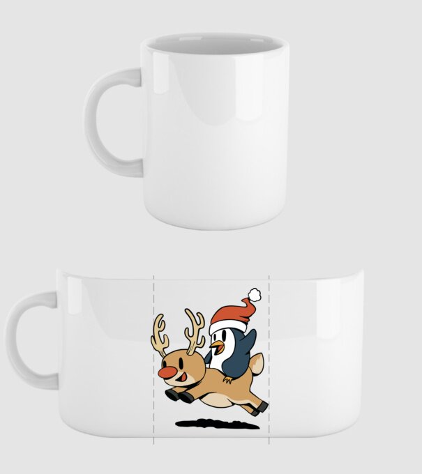 pinguin reindeer cristmas model alb pe tricou