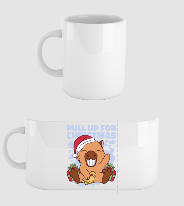 Pull up for christmas Capybara model alb pe tricou