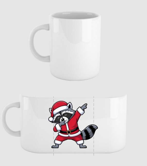 Raton Dab Xmas model alb pe tricou
