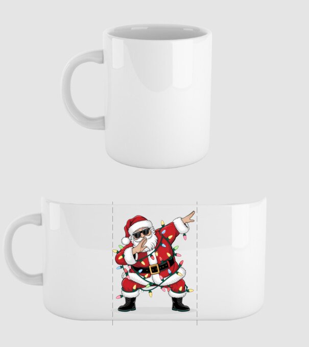 Santa Dab model alb pe tricou