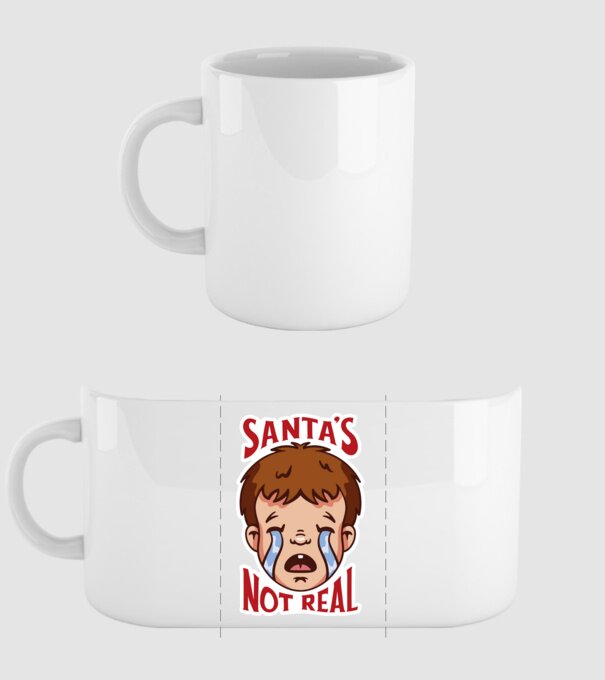 Santa's Not Real copil plângând model alb pe tricou