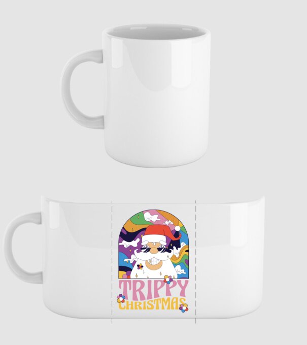 Trippy Christmas model alb pe tricou