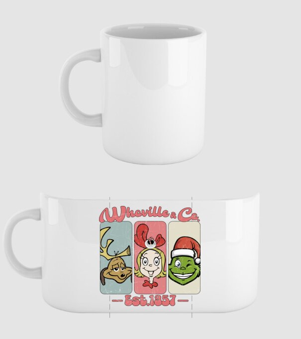 Whoville & Co - Grinch model alb pe tricou