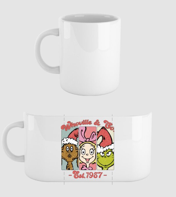 Whoville & Co. - Grinch model alb pe tricou