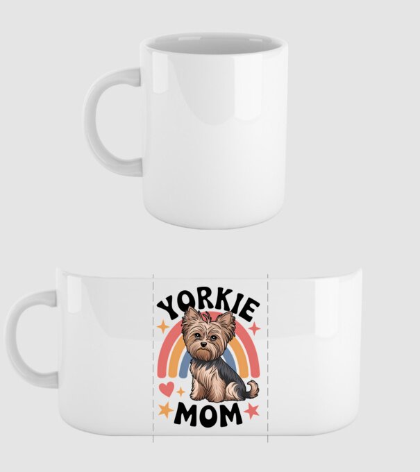 Yorkie Mom Alb model alb pe tricou