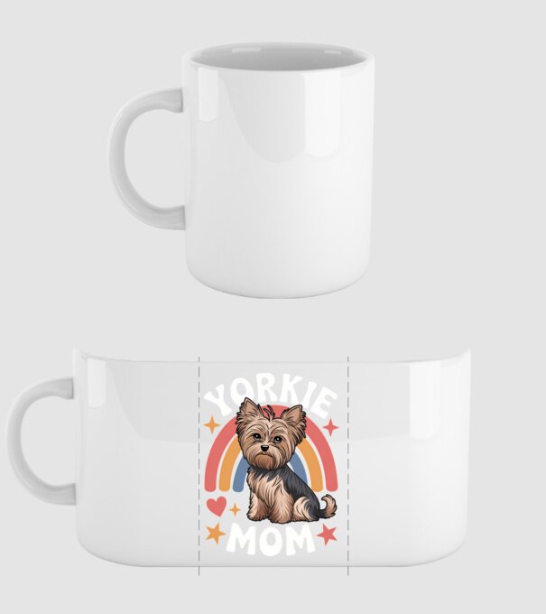 Yorkie Mom Negru model alb pe tricou