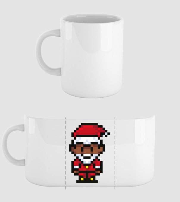 8bit pixel Moș Crăciun model alb pe tricou