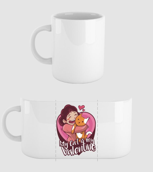 'Pisica mea este dragostea mea Tricou drăguț pentru Valentine''s Day' model alb pe tricou