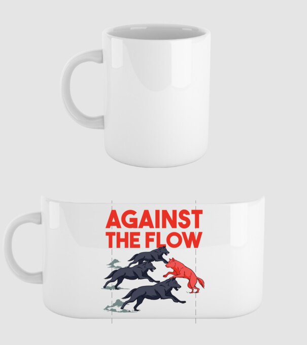 Against the flow - Împotriva curentului model alb pe tricou