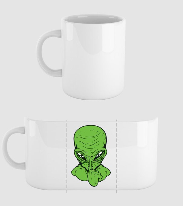 Alien Psst model alb pe tricou