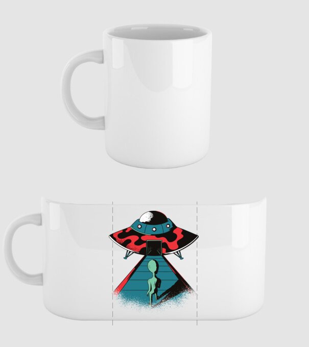 Alien Ufo model alb pe tricou