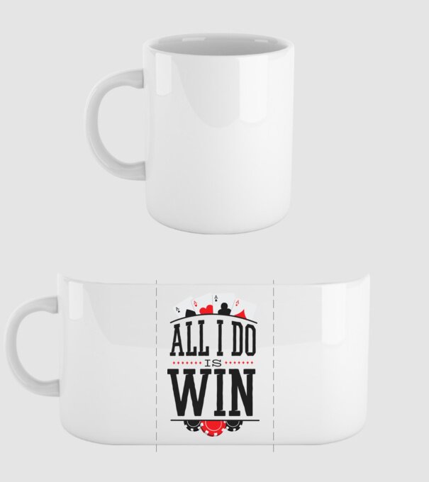 All I do is win Poker model alb pe tricou
