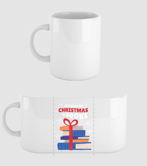 All I want for Christmas is Books tricou cu cărți model alb pe tricou