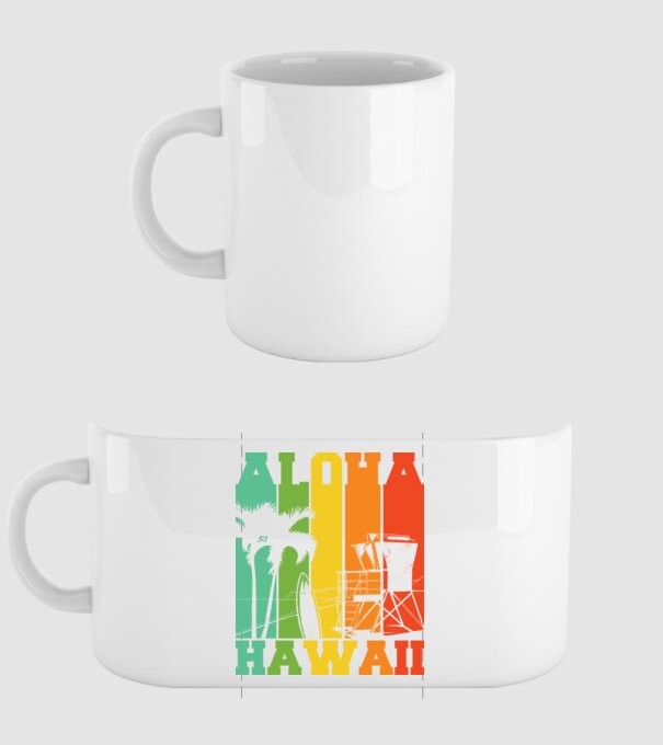 Aloha Hawaii model alb pe tricou