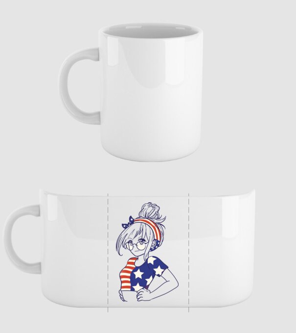 fată Americană Anime model alb pe tricou