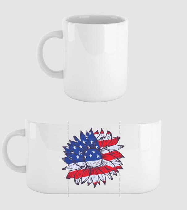 Floarea-soarelui americană Usa Sunflower model alb pe tricou