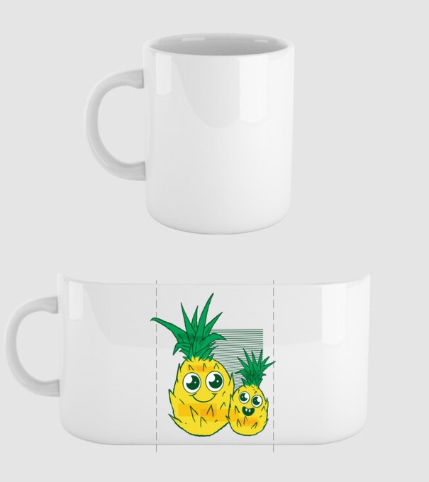 Familie Ananas model alb pe tricou