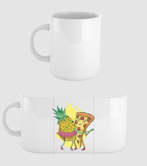Pizza cu ananas Dragoste model alb pe tricou