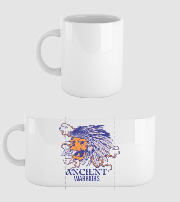 Ancient Warriors model alb pe tricou