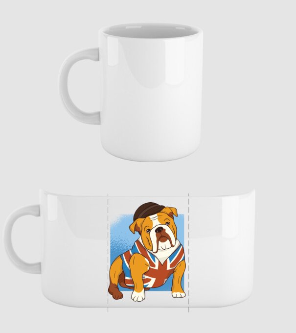 Bulldog englezesc model alb pe tricou