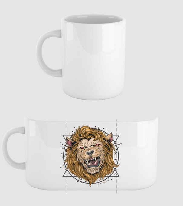 angry lion model alb pe tricou