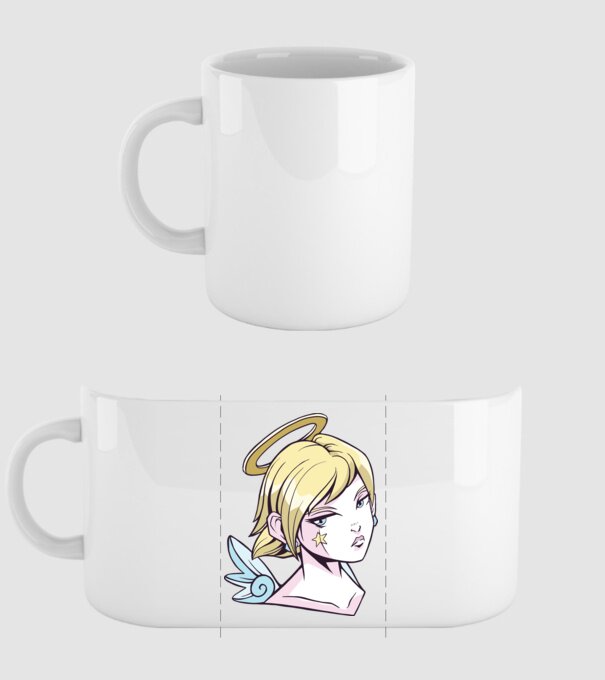 Anime Fată angelică model alb pe tricou