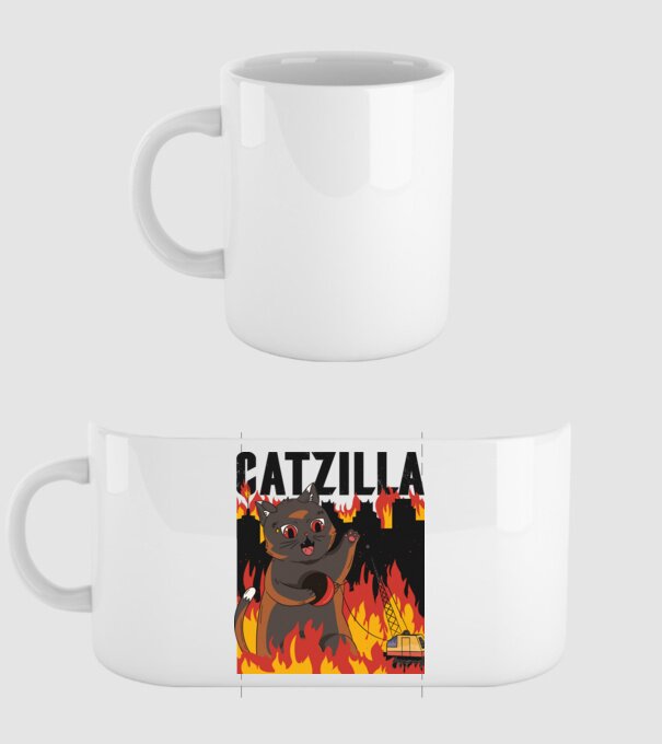 Anime Catzilla model alb pe tricou
