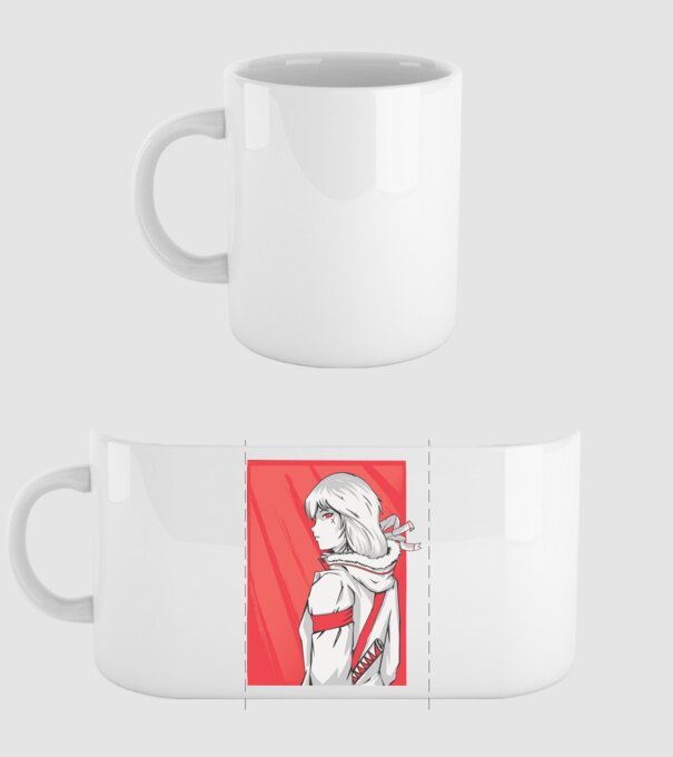 Anime fată Războinic model alb pe tricou