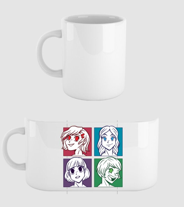 Fețe Anime fată Pop Art model alb pe tricou