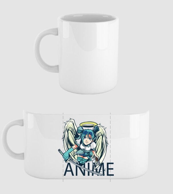 Anime fată cu sabie model alb pe tricou