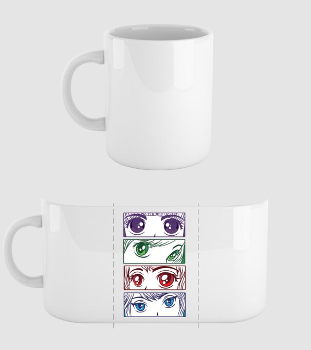 Anime ochi de fată Pop Art model alb pe tricou