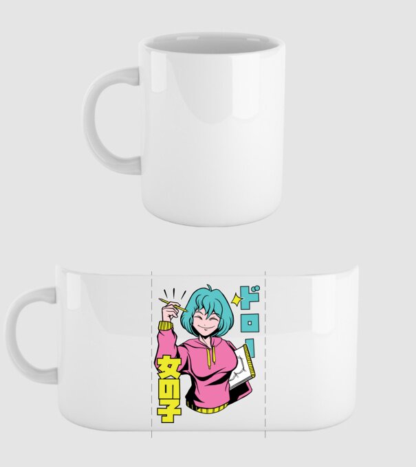Anime fată desenând model alb pe tricou