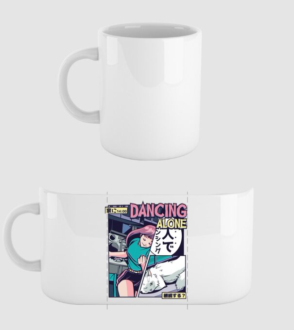 Anime Vaporwave Dancing Alone model alb pe tricou