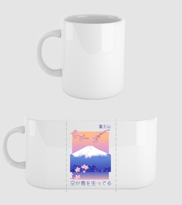Anime Vaporwave munte model alb pe tricou