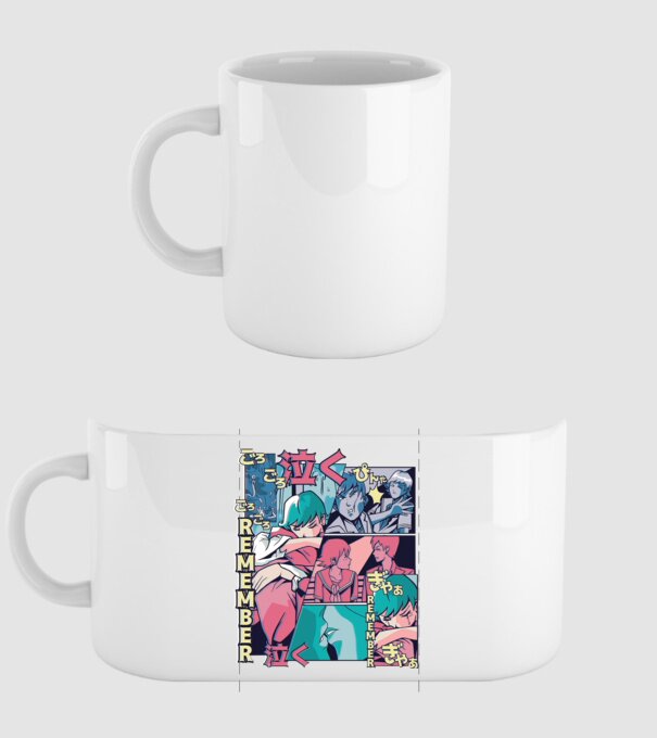 Anime Vaporwave benzi desenate model alb pe tricou