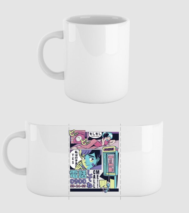 Anime Vaporwave benzi desenate model alb pe tricou