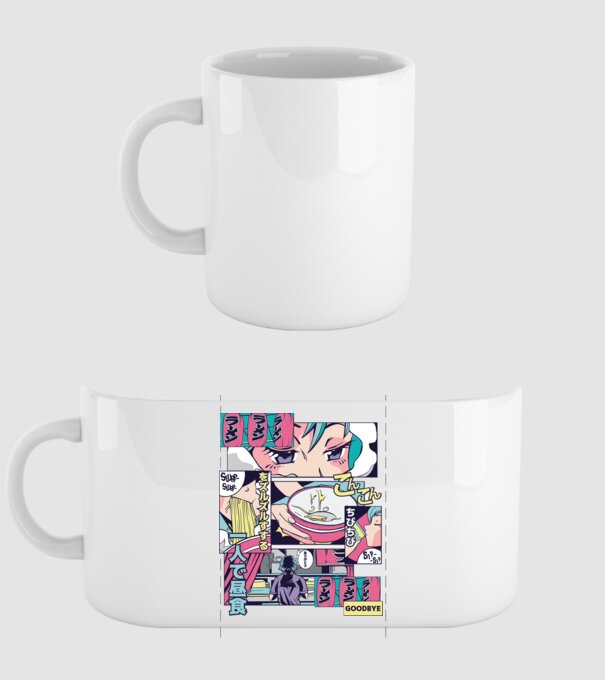 Anime Vaporwave Ramen model alb pe tricou