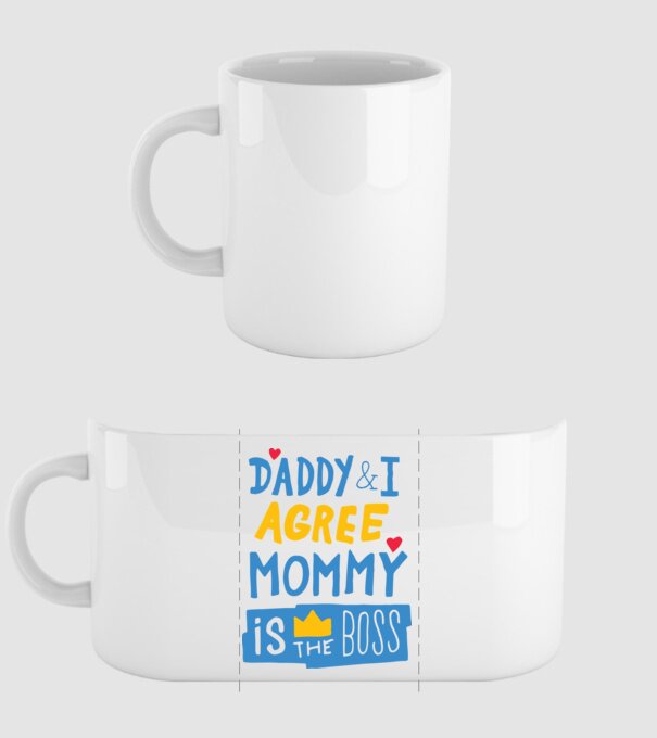 Mama e șefa model alb pe tricou