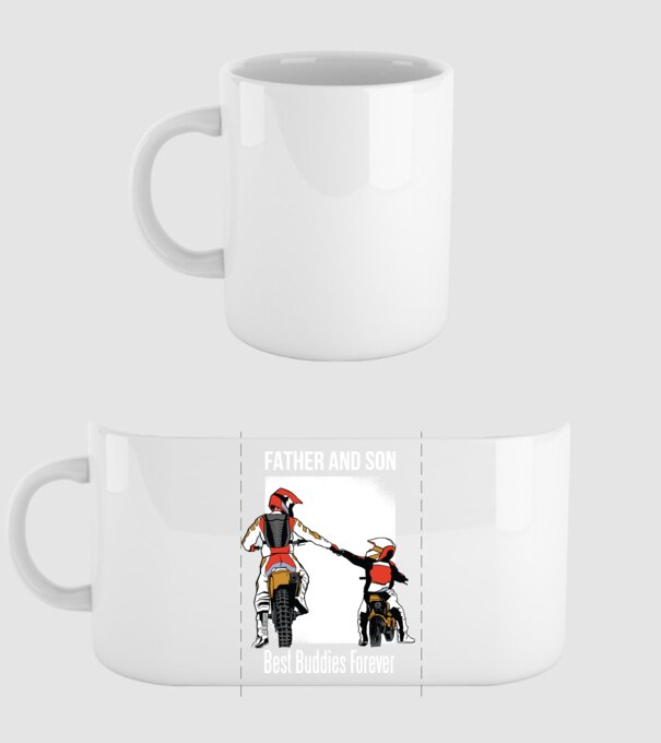 Tată și Fiu cei mai buni Prieteni - Motociclist model alb pe tricou