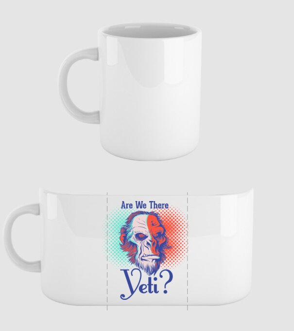 Are we there Yeti model alb pe tricou