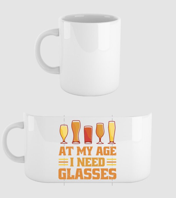 At my age i need glasses model alb pe tricou