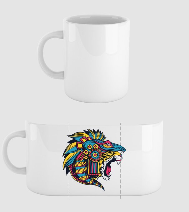 Aztec Jaguar model alb pe tricou