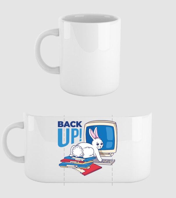 Back up bunny model alb pe tricou