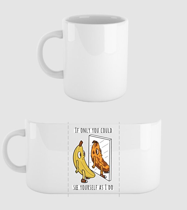 Oglindă Banană model alb pe tricou