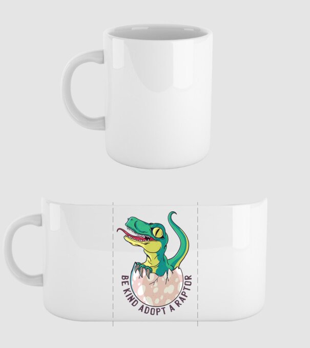 Be kind adopt a Raptor tricou cu dinozaur model alb pe tricou