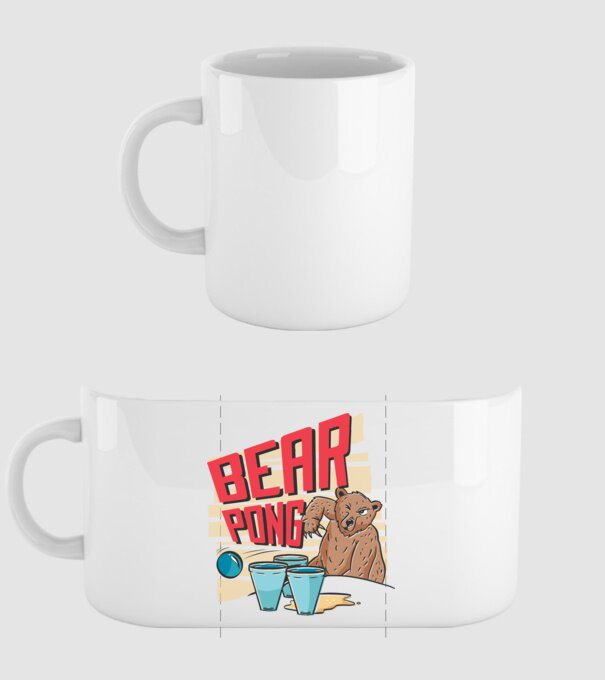 Bear Pong model alb pe tricou