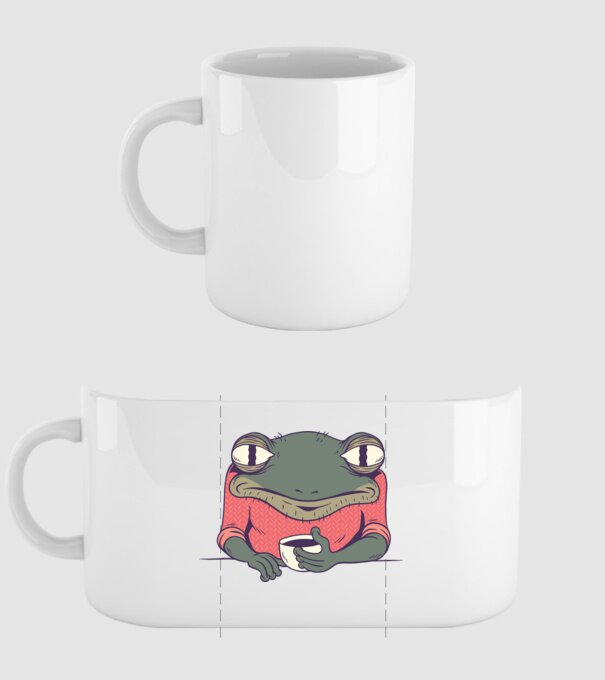 Broască Cafea model alb pe tricou