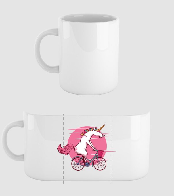 Unicorn cu bicicletă model alb pe tricou