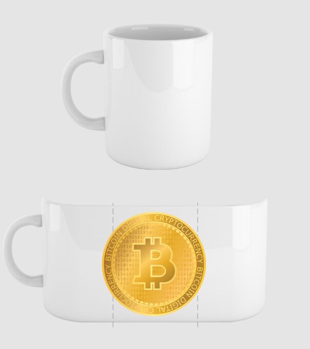 Monedă de aur Bitcoin model alb pe tricou