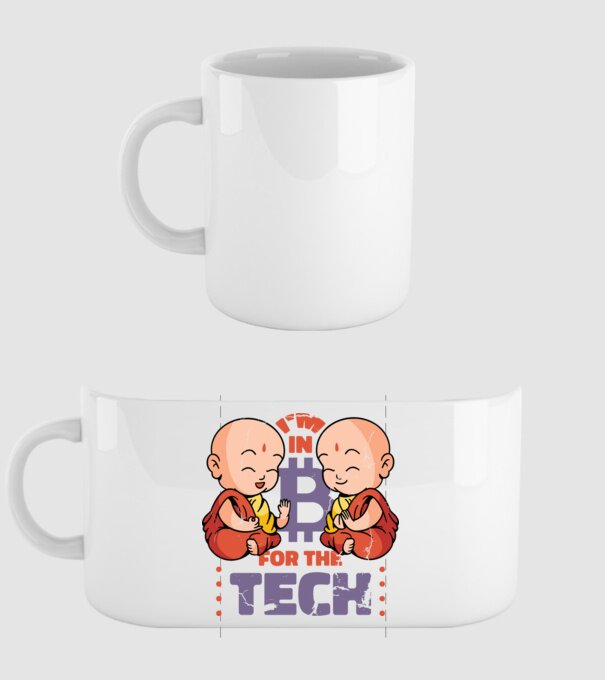 Călugări Buddha Bitcoin model alb pe tricou